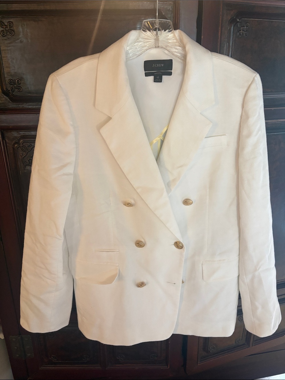 J. Crew Double-Breasted Cream Blazer with Gold Buttons